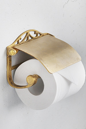 Rustic Deco Toilet Paper Holder 2 Brass