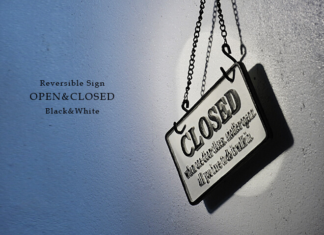 リバーシブルサイン　オープンクローズ　ブラック&ホワイト