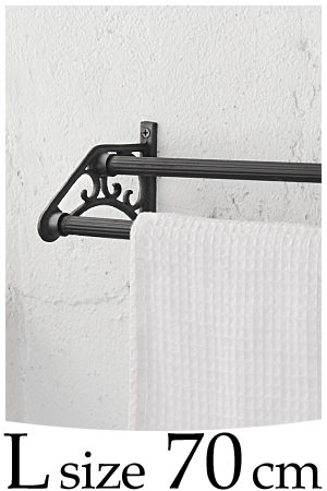 Rustic Deco Double Towel Bar Black L